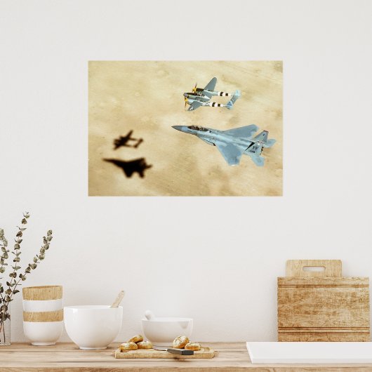 P-38 Bliksem en F-15 Eagle Poster (Keuken)
