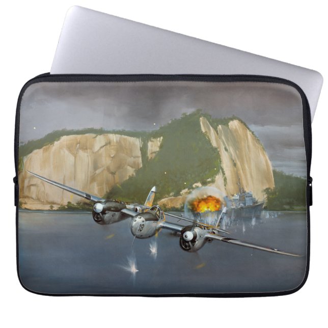 P-38 Bliksem in strijd Laptop Sleeve (Voorkant)