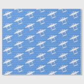 P-38 Bliksem Wit op Blauw Cadeaupapier (Vlak)