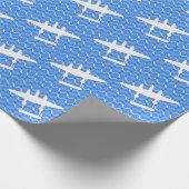 P-38 Bliksem Wit op Blauw Cadeaupapier (Hoek)