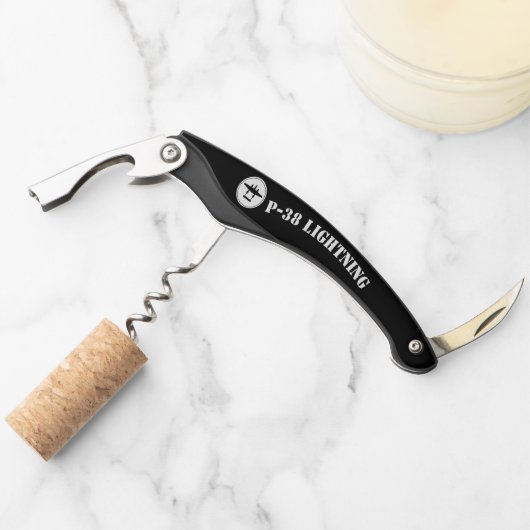 P-38 Bliksempotlood met Silhouet in Cirkel Kurkentrekker (Voorkant)