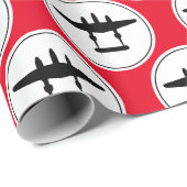 P-38 Bliksemschicht Witte Cirkel Rood Rug Cadeaupapier (Rol Hoek)