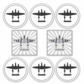 P-38 D-dagstrepen en zilhouette stapelbare vinyl Sticker (Voorkant)