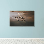 P-38 in de Pacific.jpg Canvas Afdruk (Insitu (Houten vloer))