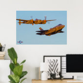 P-38 LICHTING EN F-35A LICHTING II POSTER (Thuiskantoor)