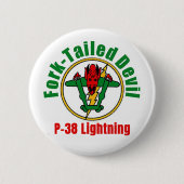 P-38 Lightning Fork-Tailed Devil Pin Ronde Button 5,7 Cm (Voorkant)