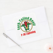 P-38 Lightning Fork-Tailed Devil Pin Vierkante Sticker (Envelop)