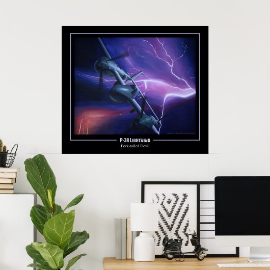 P-38 Lightning Fork-Tailed Devil Poster (Thuiskantoor)
