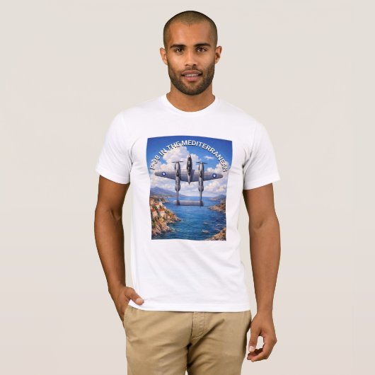 P-38 Lightning in het Middellandse Zeetheater T-shirt (Voorkant volledig)