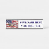 P-38 Lightning met de vlag van de VS Bureau Naambordje (Voorkant)
