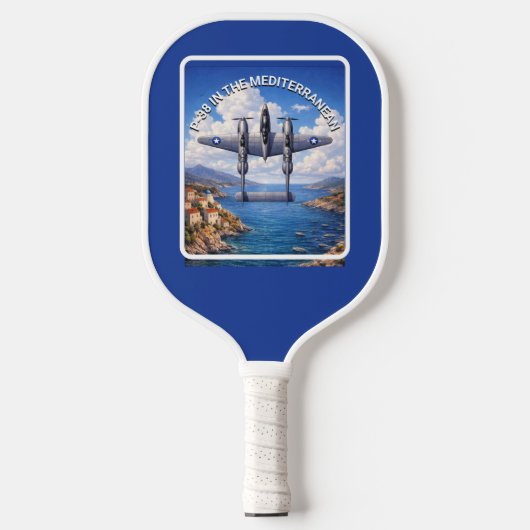 P-38 Lightning Over the Mediterranean Pickleball Paddle (Voorkant)
