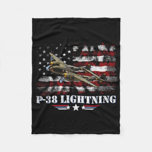 P-38 Lightning P38 WW2 Vliegtuig Fighter Jet Pilot Fleece Deken (Voorkant)
