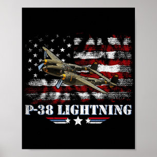 P-38 Lightning P38 WW2 Vliegtuig Fighter Jet Pilot Poster