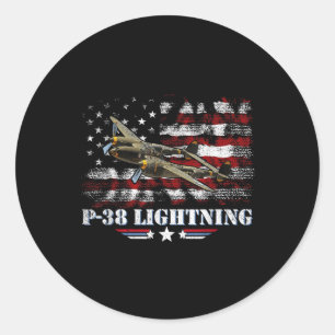 P-38 Lightning P38 WW2 Vliegtuig Fighter Jet Pilot Ronde Sticker
