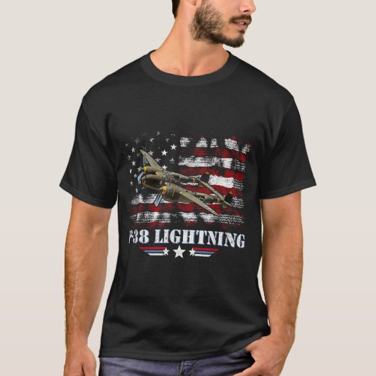 P-38 Lightning P38 WW2 Vliegtuig Fighter Jet Pilot T-shirt (Voorkant)