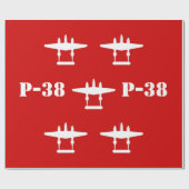 P-38 Lightning rood en wit Cadeaupapier (Vlak)