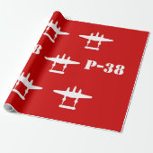 P-38 Lightning rood en wit Cadeaupapier (Uitgerold)