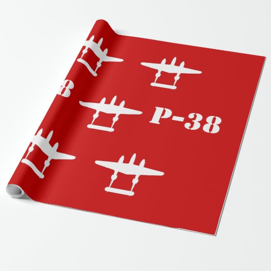 P-38 Lightning rood en wit Cadeaupapier (Uitgerold)