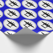 P-38 Lightning Silhouet Wit Cirkel Blauw Terug Cadeaupapier (Hoek)