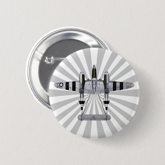 P-38 Lightning Starburst Pin Ronde Button 5,7 Cm (Voorkant /achterkant)
