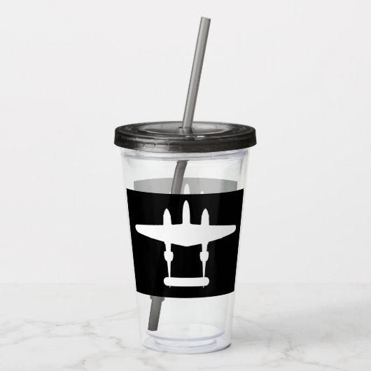 P-38 Lightning wit silhouet Acryl Drinkbeker (Achterkant)