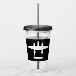 P-38 Lightning wit silhouet Acryl Drinkbeker