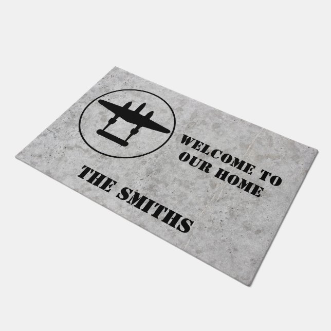 P-38 Logo Welkom in ons huis Deurmat (Schuin)