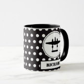 P-38 Silhouet in witte cirkel op zwart Mok (Voorkant rechts)