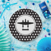 P-38 Silhouet op Polka Dot Achtergrond Papieren Bordje (Feest)