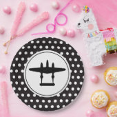 P-38 Silhouet op Polka Dot Achtergrond Papieren Bordje (Feest)