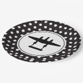 P-38 Silhouet op Polka Dot Achtergrond Papieren Bordje (Gekanteld)