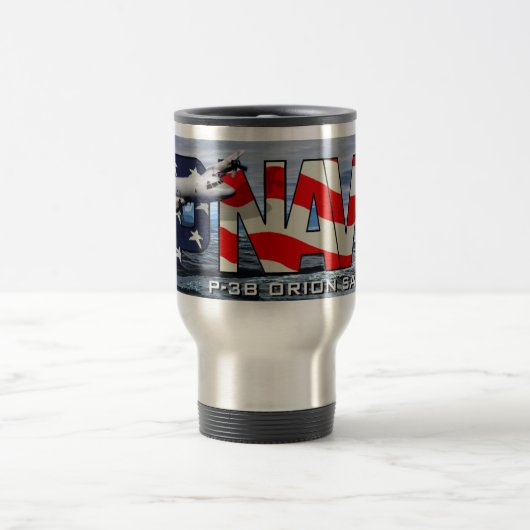 P-3B Orion Travel Mug in geborsteld zilver Reisbeker (Center)