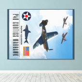 P-40 CURTISS WARHAWK FIGHTER SQUADRON CANVAS AFDRUK (Insitu (Houten vloer))
