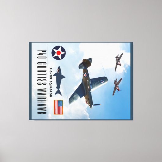 P-40 CURTISS WARHAWK FIGHTER SQUADRON CANVAS AFDRUK (Voorkant)