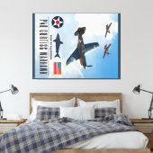 P-40 CURTISS WARHAWK FIGHTER SQUADRON CANVAS AFDRUK (Insitu (Slaapkamer))