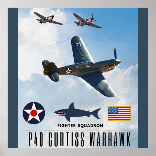 P-40 CURTISS WARHAWK FIGHTER SQUADRON POSTER (Voorkant)
