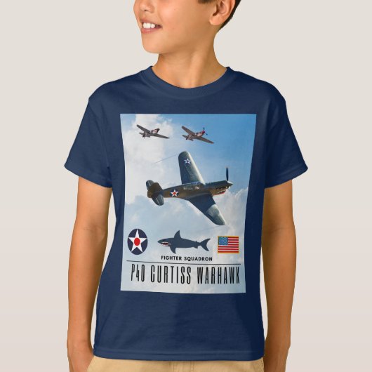 P-40 CURTISS WARHAWK FIGHTER SQUADRON T-SHIRT (Voorkant)