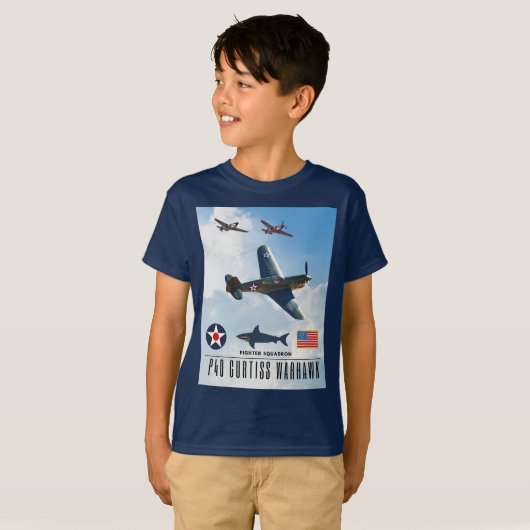 P-40 CURTISS WARHAWK FIGHTER SQUADRON T-SHIRT (Voorkant volledig)