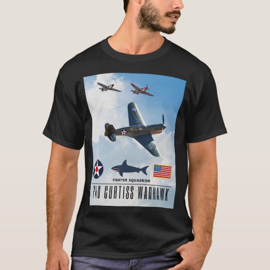 P-40 CURTISS WARHAWK FIGHTER SQUADRON T-SHIRT (Voorkant)