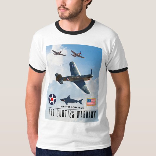 P-40 CURTISS WARHAWK FIGHTER SQUADRON T-SHIRT (Voorkant)