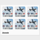 P-40 CURTISS WARHAWK FIGHTER SQUADRON VIERKANTE STICKER (Vel)