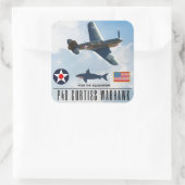 P-40 CURTISS WARHAWK FIGHTER SQUADRON VIERKANTE STICKER (Tas)