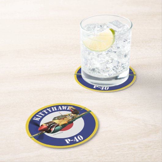 P-40 Kittyhawk Ronde Kartonnen Onderzetter (Insitu)