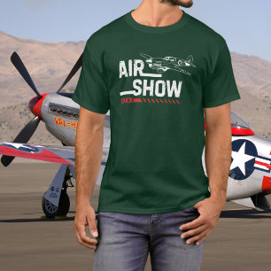 P-40 Vintage Vliegtuig Luchtshow WWII Aangepast Ja T-shirt