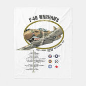 P-40 WARHAWK CURTIS FLYING TIGERS PLANE FLEECE DEKEN (Voorkant)