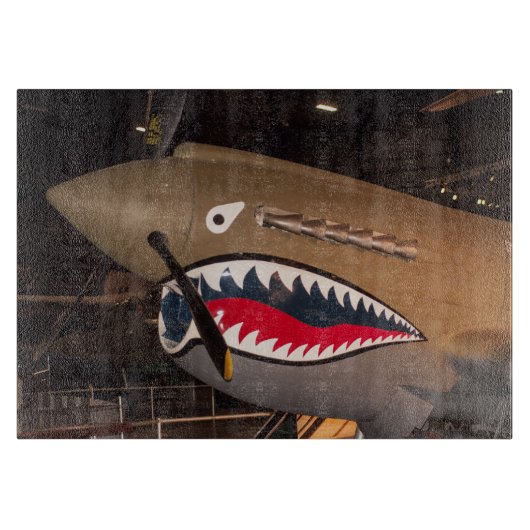 P-40 Warhawk Fighter Plane Glass Cutting Board Snijplank (Voorkant)