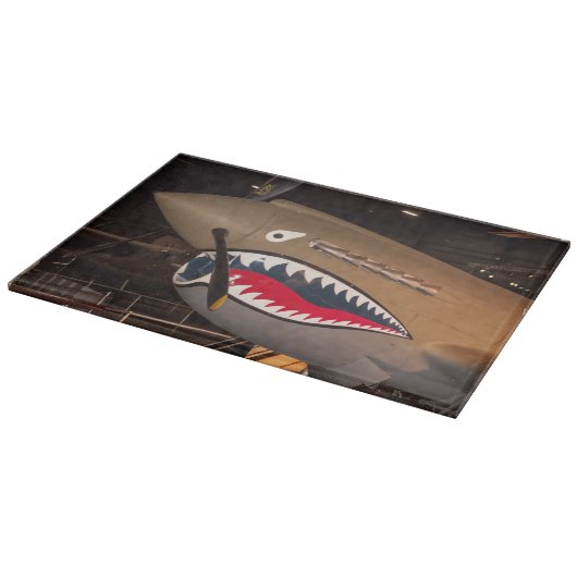 P-40 Warhawk Fighter Plane Glass Cutting Board Snijplank (Hoek)