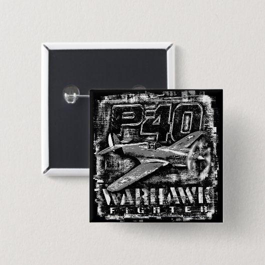 P-40 Warhawk Vierkante Button 5,1 Cm (Voorkant /achterkant)
