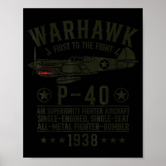 P-40 Warhawk Ww2 gevechtsvliegtuigen eerste naar d Poster (Voorkant)