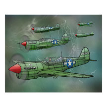 P-40 Warhawks Vliegen in een Stormen Poster